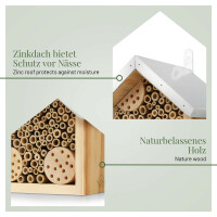 Bienenhotel mit Metalldach - Artgerechte Nisthilfe für Wildbienen