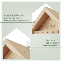Bienenhotel aus 100% Kiefernholz, fertig montiert, für Wildbienen