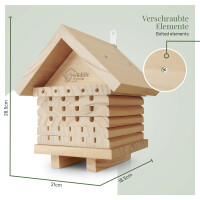 Bienenhotel aus 100% Kiefernholz, fertig montiert, für Wildbienen