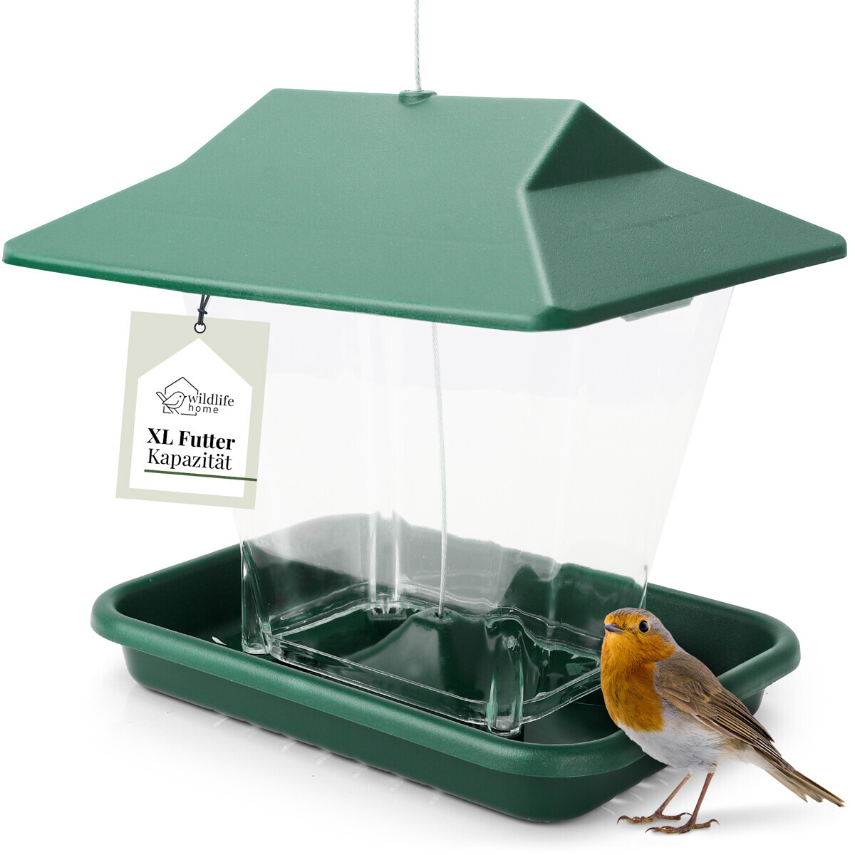 2er-Set Vogelfutterspender Im Pagoden-Design – Transparent, Einfach Zu Befüllen & Anzulocken