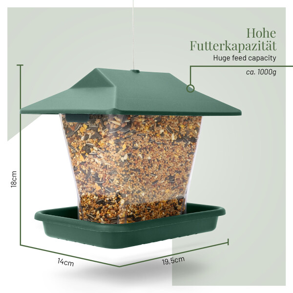 Vogelfutterspender Für Papageien & Vögel – Grüner Kunststoff-Korb Mit Sicherheitsverschluss Und Sitzstange