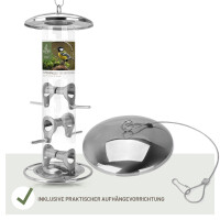 Futtersäule 35cm für Samen & Körner, Edelstahl, inkl. Ratgeber