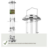 Edelstahl-Futtersäule für Samen & Körner 52cm, inkl. Ratgeber