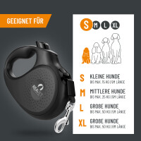 Professionelle Rollleine S für Hunde bis 15kg - 5m Nylon Gurt