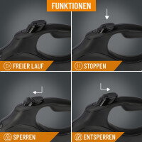 Professionelle Rollleine S für Hunde bis 15kg - 5m Nylon Gurt