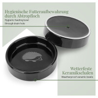 Igel Futterschale + Trinkschale Set aus frostbeständiger Keramik