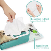 Premium Pflegetücher für Hunde & Katzen mit Aloe Vera, 120 Stück