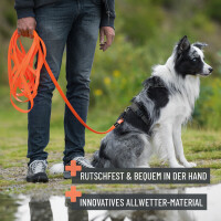 Schleppleine 10 Meter Neon-Orange – Leuchtende Hundeleine für Training