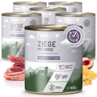 Hundenassfutter - Ziege mit Hirse an Kichererbsen & Pflaume | 6 x 800g