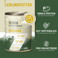 Hundenassfutter - Huhn mit Naturreis an Möhren & ro