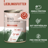 Hundenassfutter - Rind mit Kartoffeln an Erbsen-Möhren-