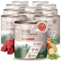 Hundenassfutter - Rind mit Kartoffeln an Erbsen-Möhren-